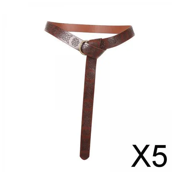 5 cinto clássico de couro PU de cavaleiro medieval para festas temáticas de carnaval de festival marrom sem bolsa
