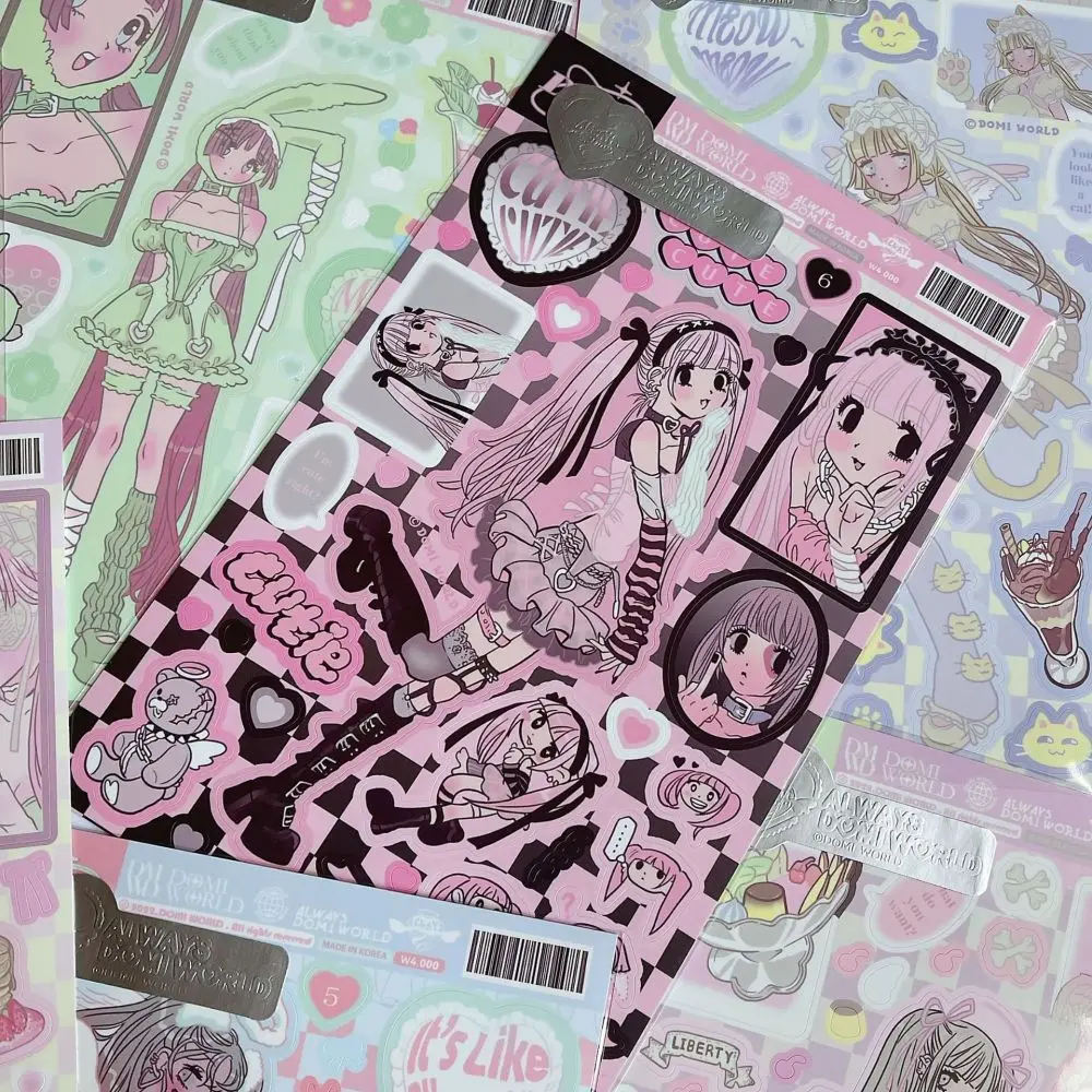 

1Pc Korean Comic Girl Sticker for Scrapbook Stationery Card Sticker For Arts Diy Crafts Album Journal Planner