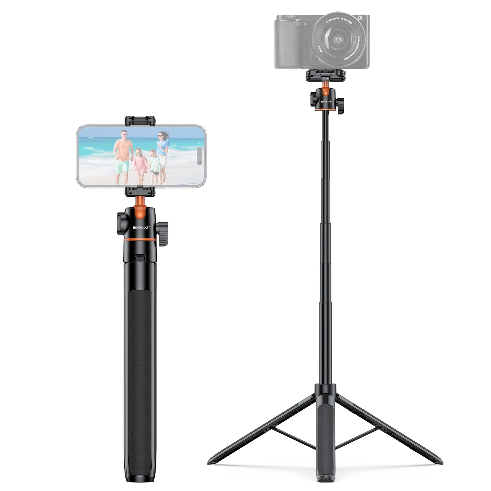 PULUZ 1.4m الهاتف Selfie عصا ترايبود مدونة فيديو حامل البث المباشر مع مشبك الهاتف و 1/4 المسمار للهواتف الذكية كاميرا ترايبود
