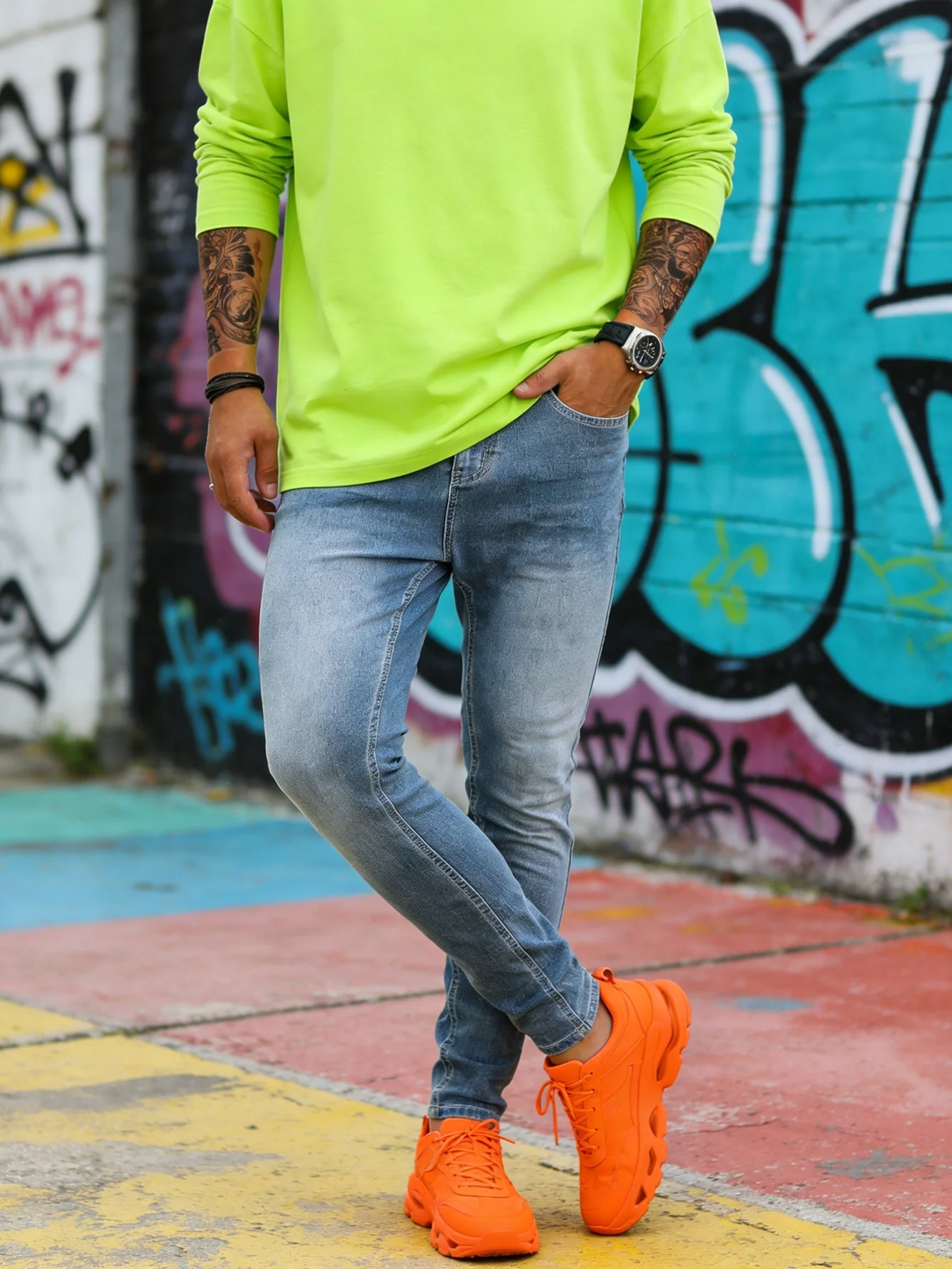 Minimalist Jeans Gender Neutral Blue Slim Denim Drip Original No accessories or belts included