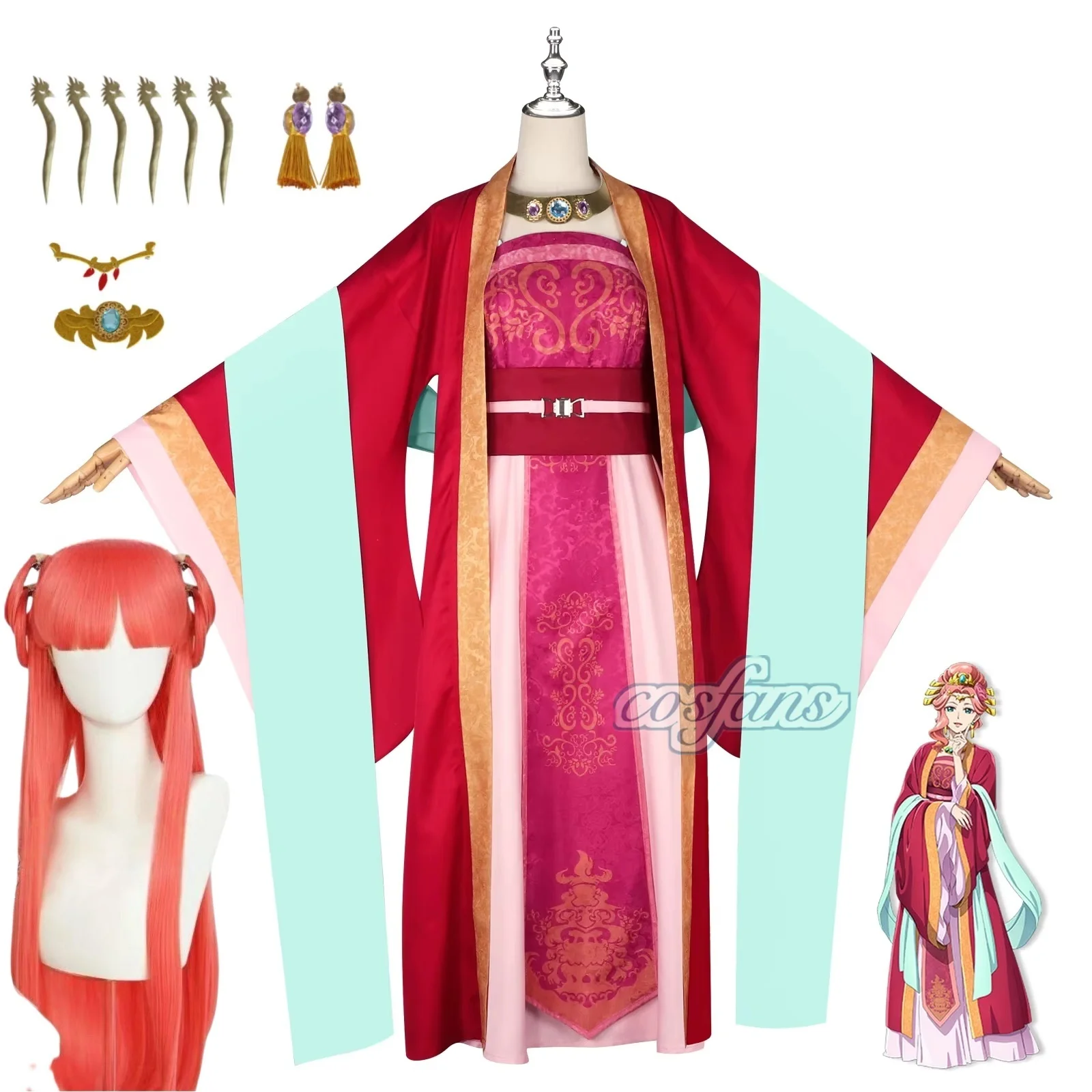 

Yuye Imperial Concubine Косплей Костюм Парик Apothe-cary Diaries S2 Аниме Косплей Древнее Традиционное Платье Yuye Red Hanfu