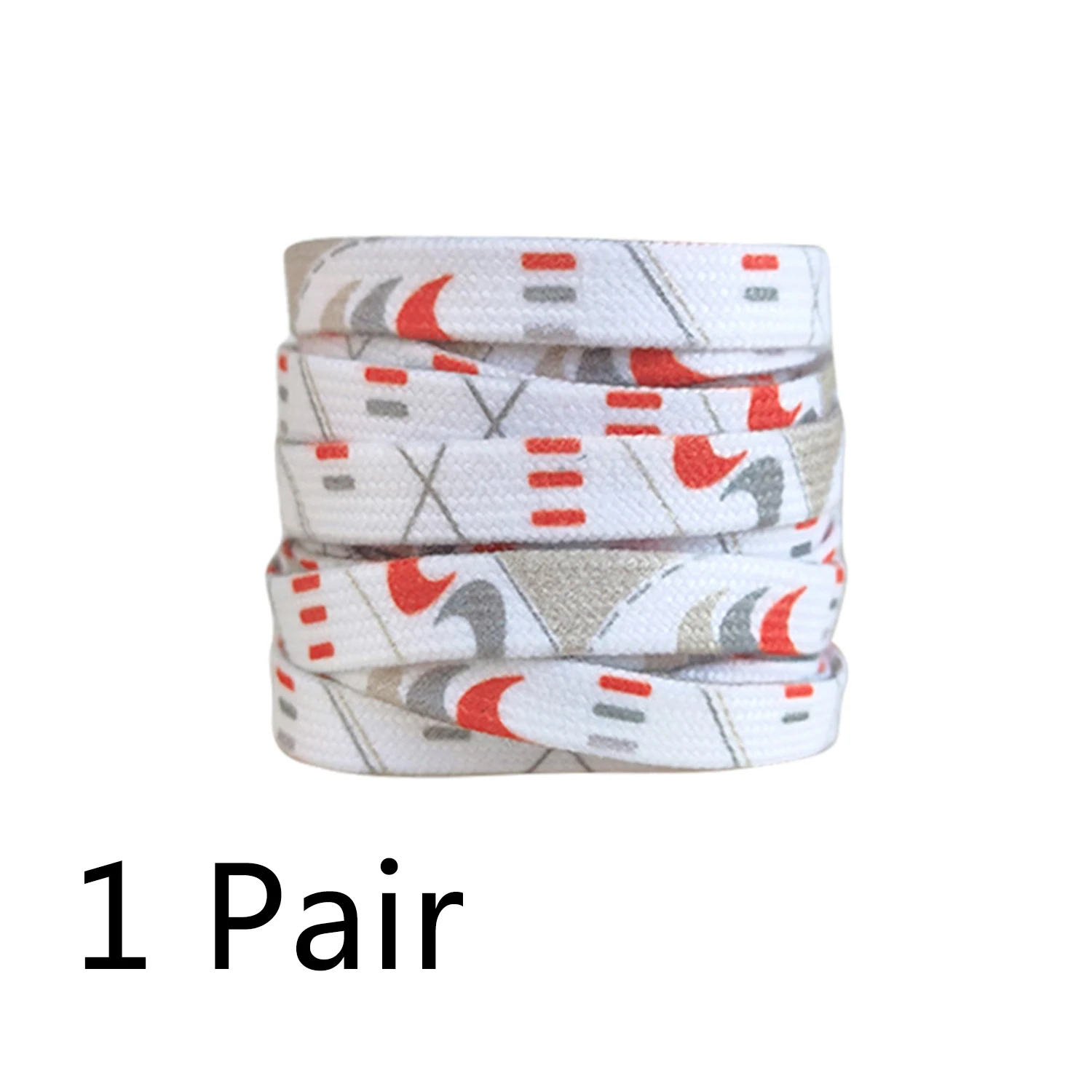 1 Pair Printing Elastic Flat Shoelaces 120cm Simple White Grey Shoe Laces Outdoor Hiking Sports Shoes Strings Shoes Accessories