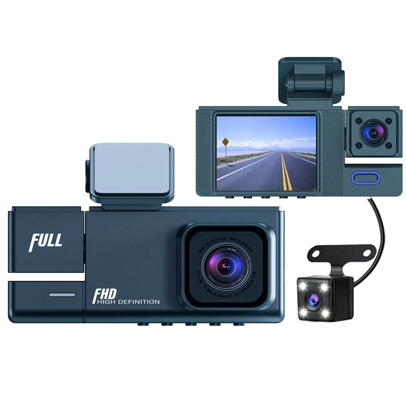 HD 1080P Car Recorder Car 2 Inches Display Three Lenses With The Same Display With Reverse Image Car DVR Recorder Easy Install