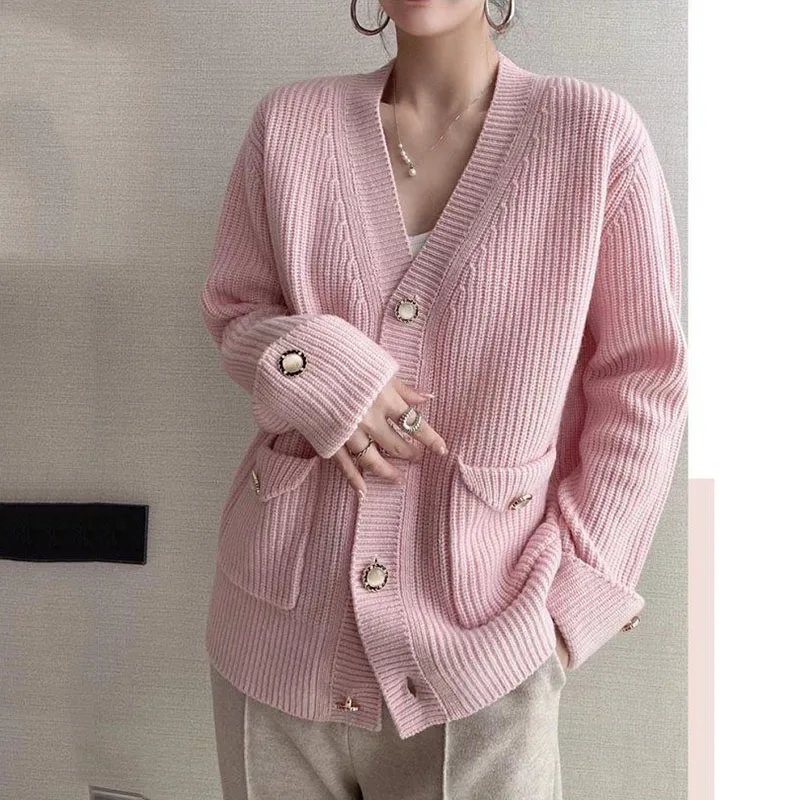 New Oversized Women\'s Sweater Cardigan Jacket Autumn Winter Loose Warm Sweaters Coat Female Casual Knit Sweaters Outerwear 4XL