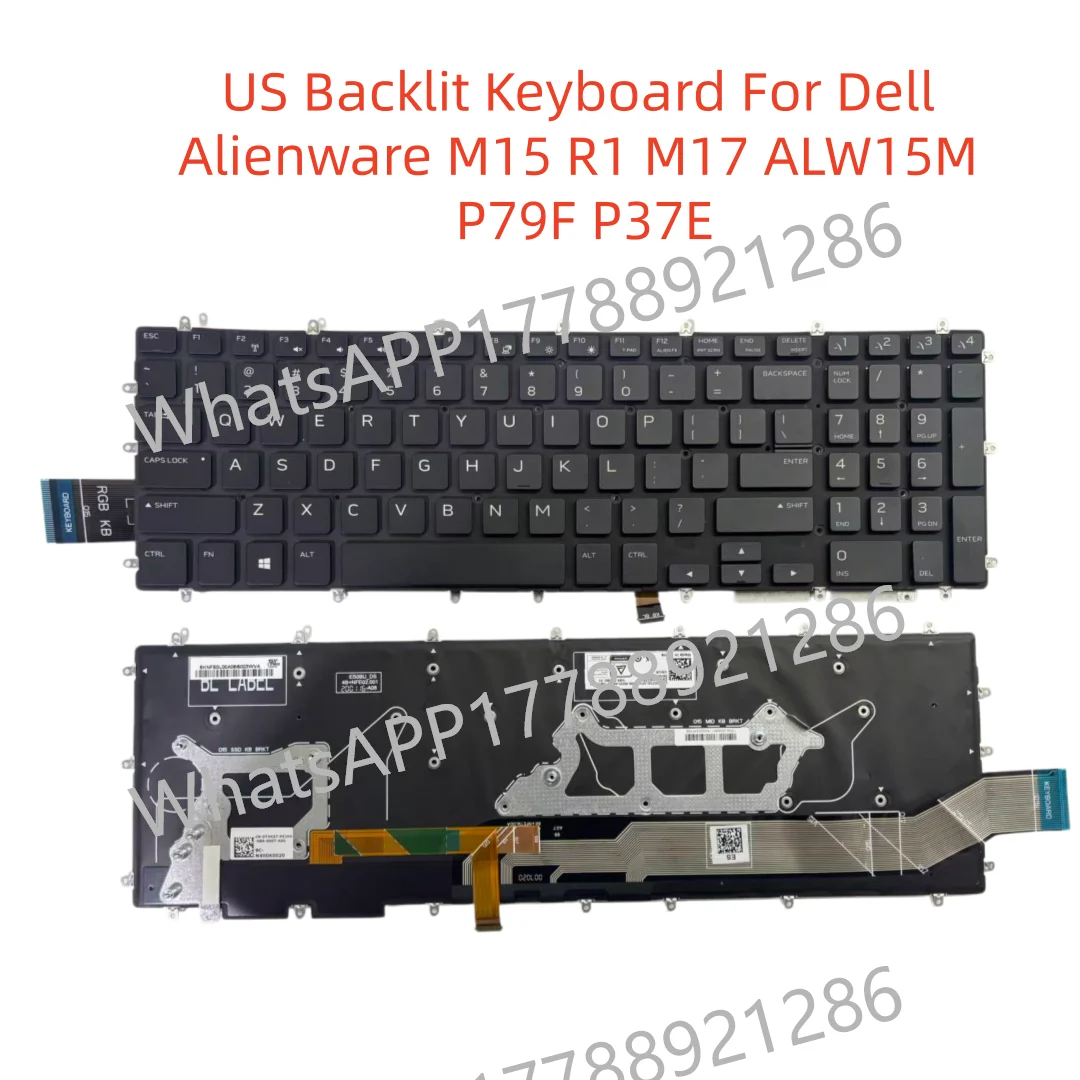 

US Backlit Keyboard For Dell Alienware M15 R1 M17 ALW15M P79F P37E