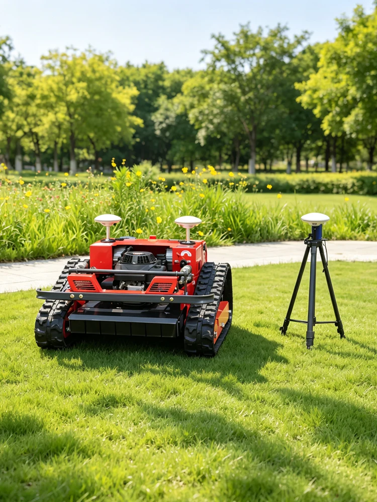 Maßgeschneiderter Ferngesteuerter Rasenmäher mit GPS, Roboter-Rasenmäher, Geländegängiger Hang-Rasenmäher, Raupenmäher