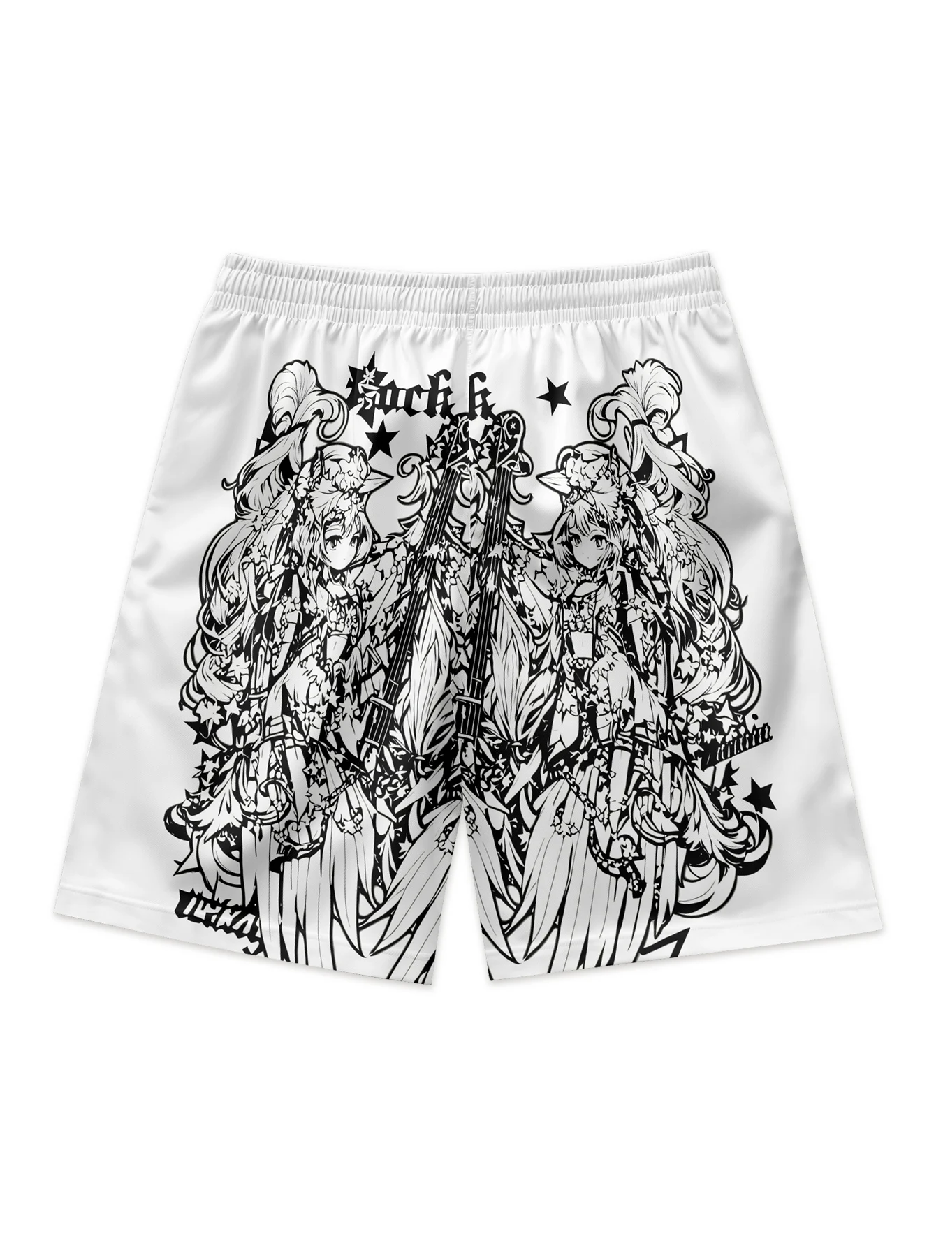 All Over Printing Custom 100% Polyester Men's Shorts  Summer White Series Printing  Men Anime Shorts pantalones casuales