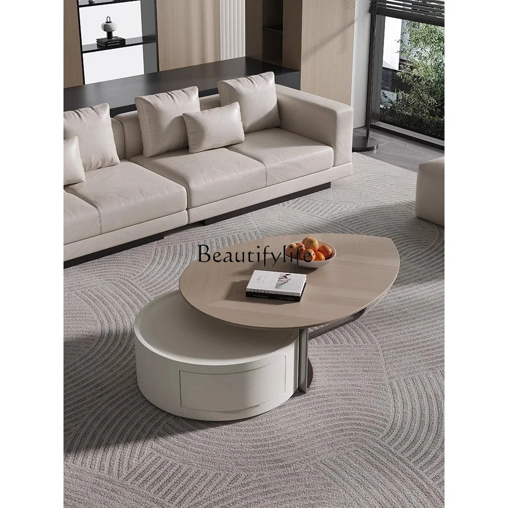 

Italian Retro Small Apartment Living Room Home New Chinese Style Leaf-Shaped round Coffee Table Table