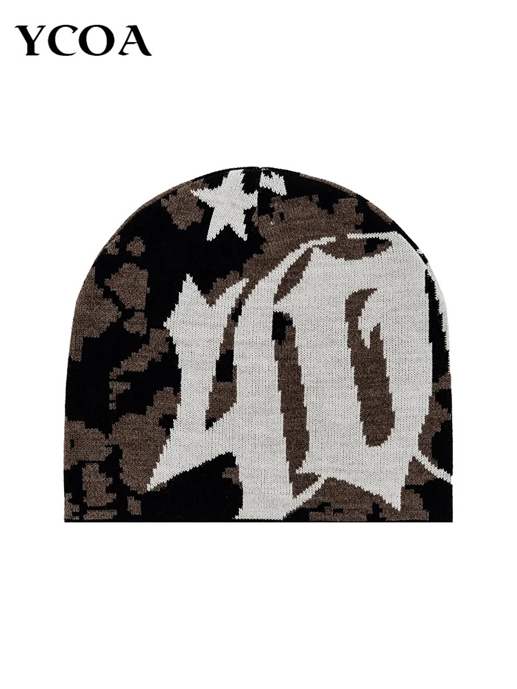 Women Beanie Pussycat Luv Jacquard Korean Winter Warm Knit Vintage Y2k Hats Streetwear Wool Fashion Aesthetic Unisex Accessories