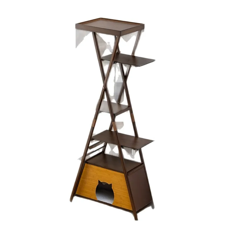 Cat climbing frame Cat nest Solid wood large cat jumping platform Columnar  villa Household integrated frame Big