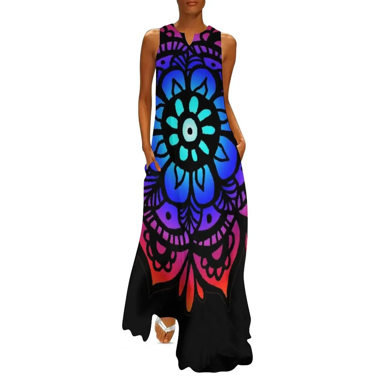 

Colorful Rainbow Mandala Long Dress women's evening dress 2025 Women's summer dress Long veiled dresses womans clothing