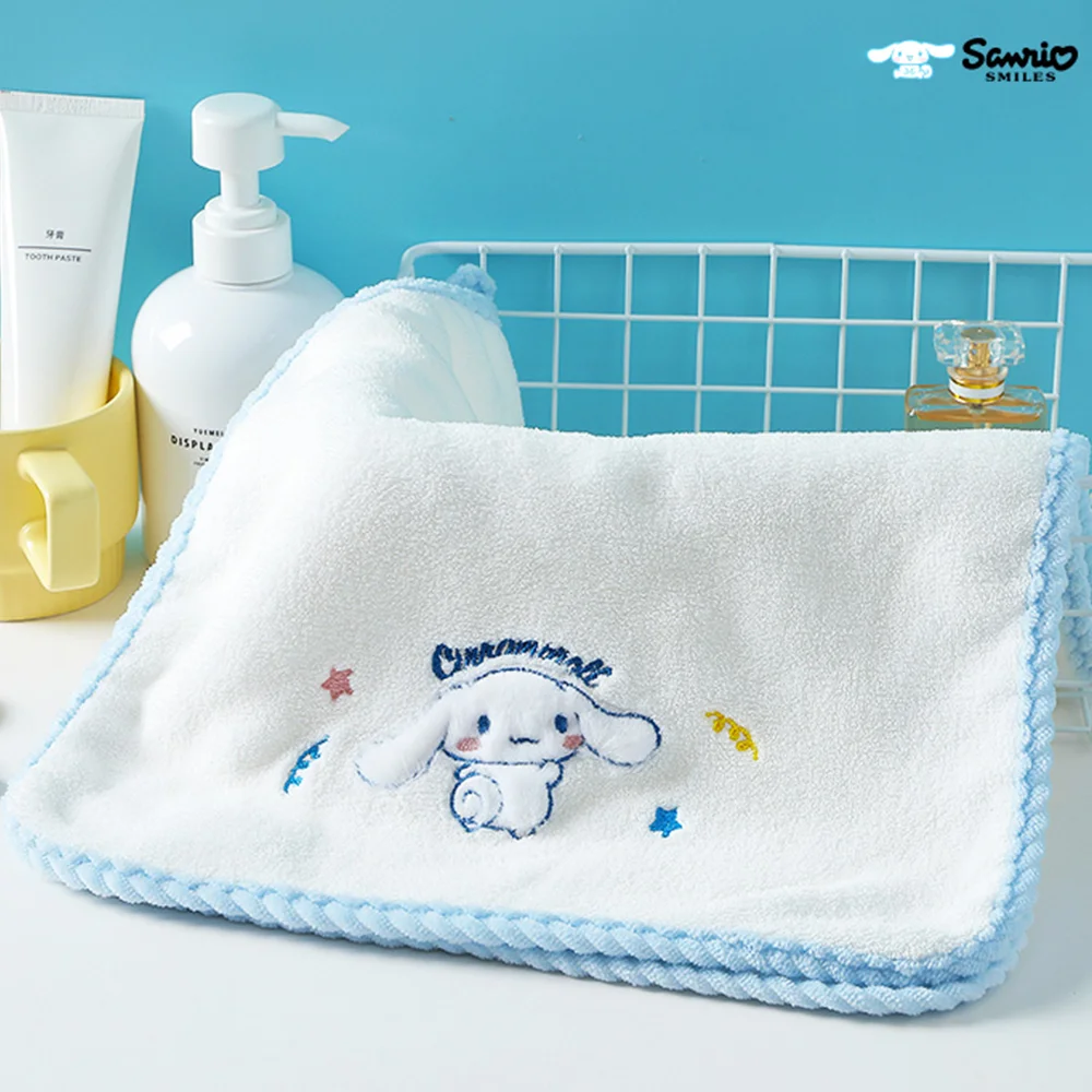 Sanrio Cinnamoroll Towel Kawaii Kuromi Cartoon Face Wash Dry Hair Towel Coral Fleece Embroidery Soft Bath Towel Student Gifts