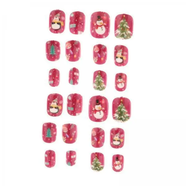 

Cute Cartoon Press on Fake Nails for Children Christmas Theme False Nail Tips 24pcs DIY Nail Art Stickers Full Cover Kit