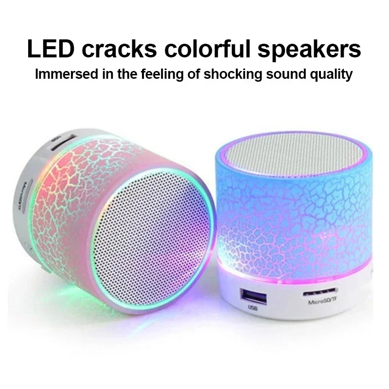 Mini haut-parleur Bluetooth sans fil, haut-parleur LED coloré, carte TF, USB, caisson de basses portable, musique MP3, colonne de son pour PC, téléphone