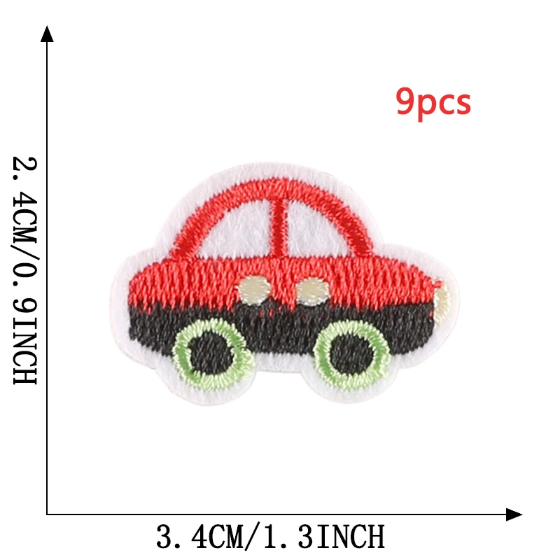 9 Stück Auto Lot Eisen auf Patches Kinder für Kleidung Stoff kleine Jungen Stich Bulk Designer bestickt Pack süße Parche Ropa Infantil – Detail 2