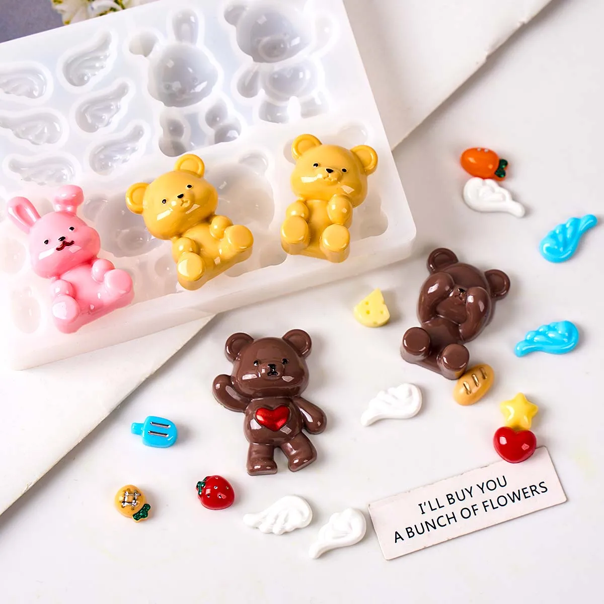 3D Cute Bear Rabbit Silicone Mold DIY Crystal Epoxy Resin Molds Jewelry Keyring Earrings Pendant Craft Gifts Making Home Decor