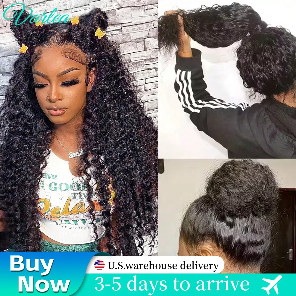 

Varlea Deep Curly 13x6 Hd Lace Frontal Wig 13x4 Lace Frontal 360 Lace Wig Invisible Drawstring Natural Black Wig Brazilian Hair