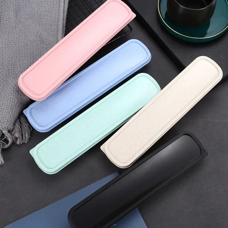 Wheat Straw Storage Box Kitchen Dustproof Spoon Fork Chopsticks Boxes Children Kid Students Travel Portable Tableware Pencil Box