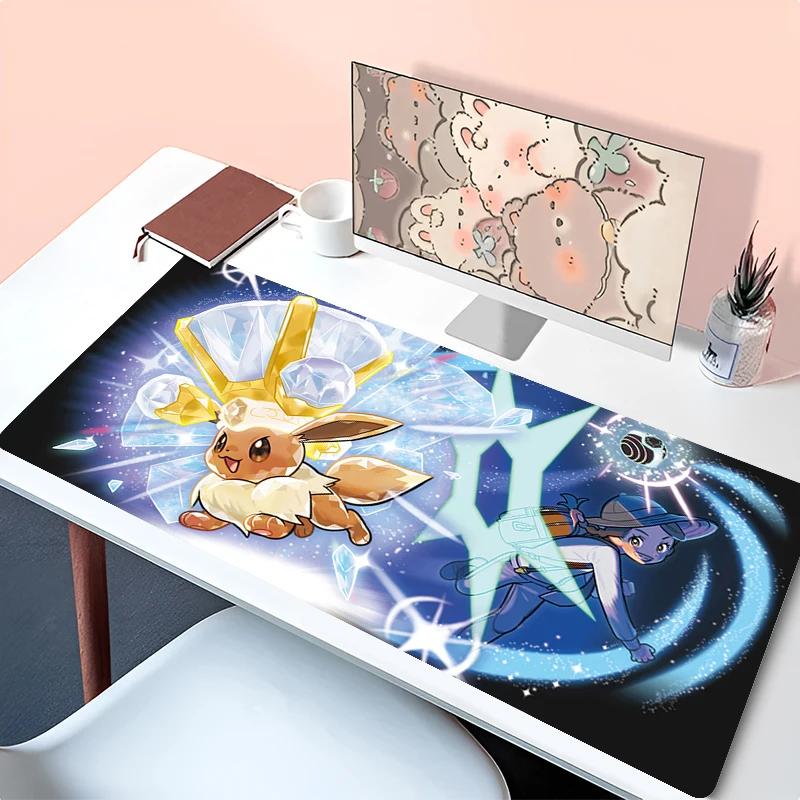 

Kawaii Japan Anime Mouse Pad Laptop Eevee Gaming Accessories Mousepad Large P-pokemon Keyboard Rug PC Rubber Extended Desk Mat