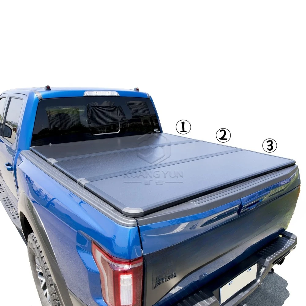 

Custom Aluminum Hard Tonneau Cover Durable Three Folds Pickup Bed Cover Model for Dodge RAM1500 Waterproof Ranger