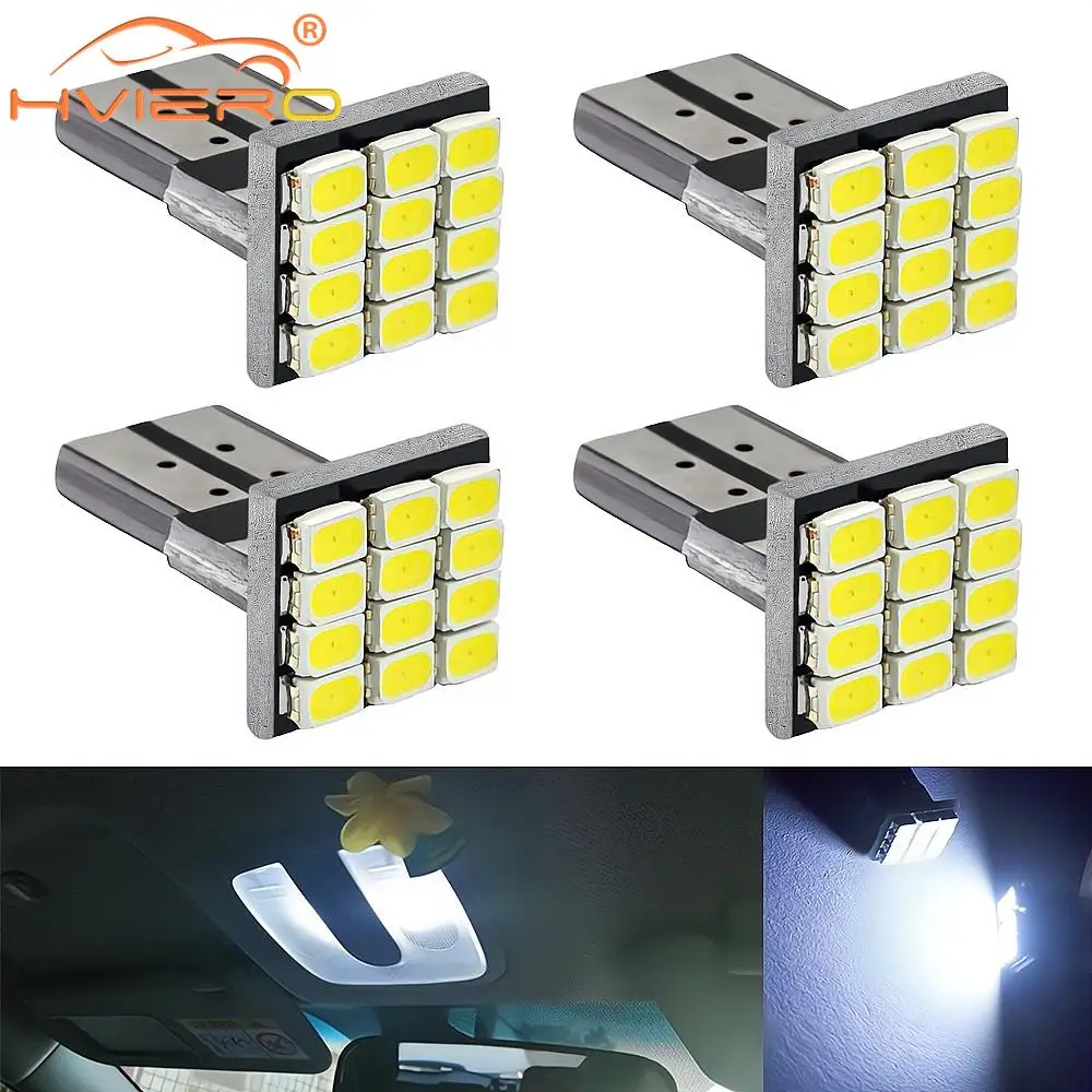 2/10 T10 W5W 12SMD 1206 Car Wedge White LED DC 12V Canbus No Error Decoder External Lights License Plate Lamp Corner Backup Led