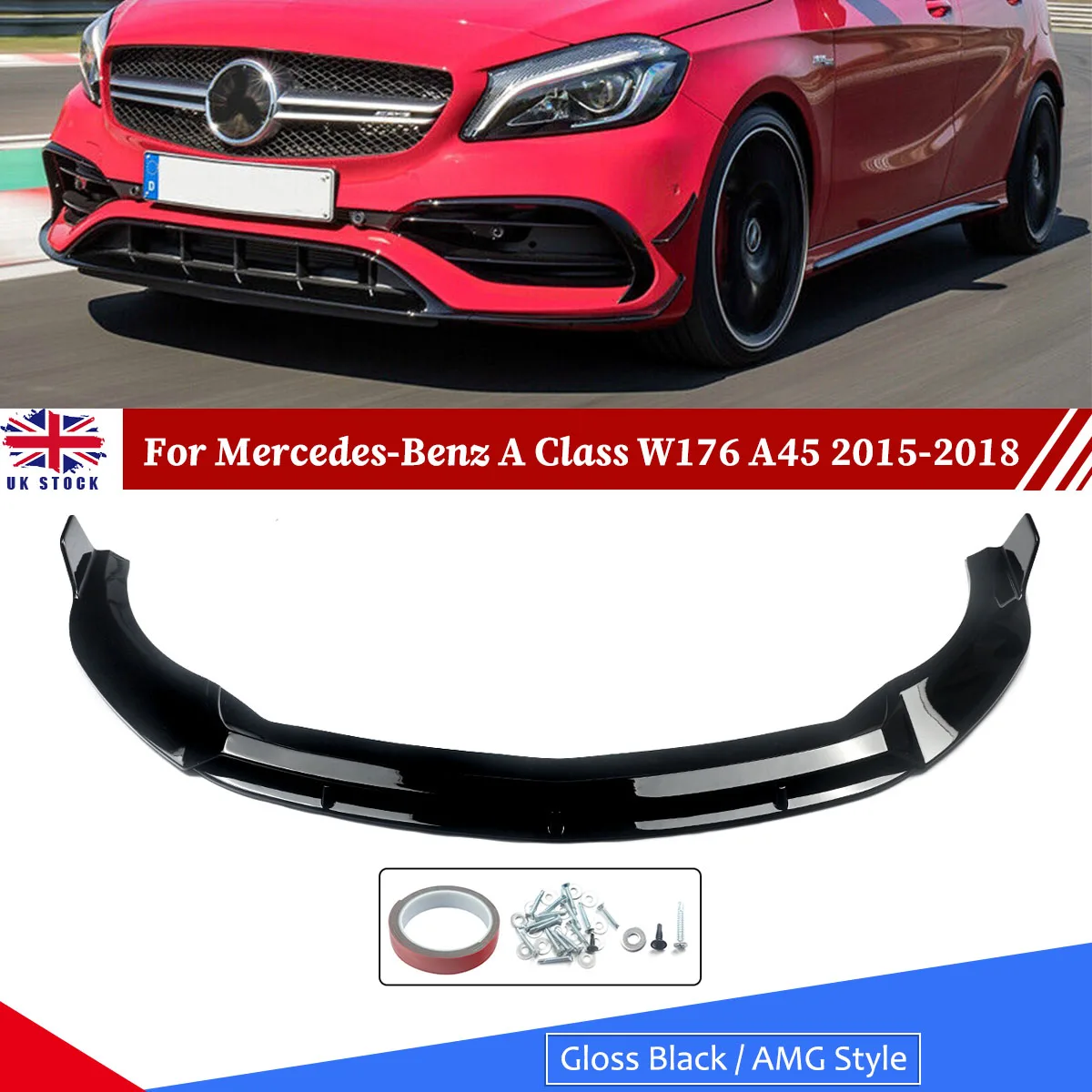 For Mercedes Benz A Class W176 with Amg Line Front Bumper Splitter Lip 2015-2018 Lci AMG Sport Bumper Only Black