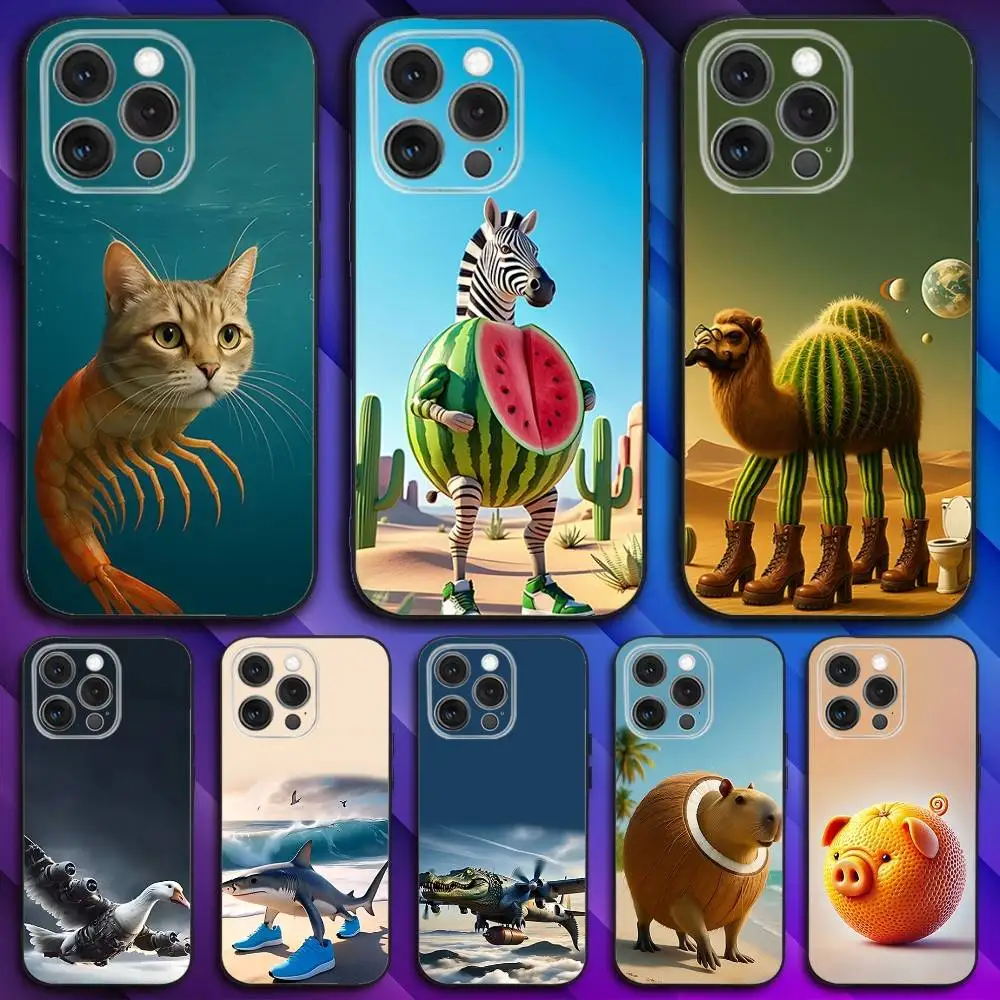 

B-Brainrot T-Tralalero Phone Case For iPhone 16,15,14,13,12,11,Pro,Max,Plus,X,XS,SE4,E,Mini,Soft Black Case