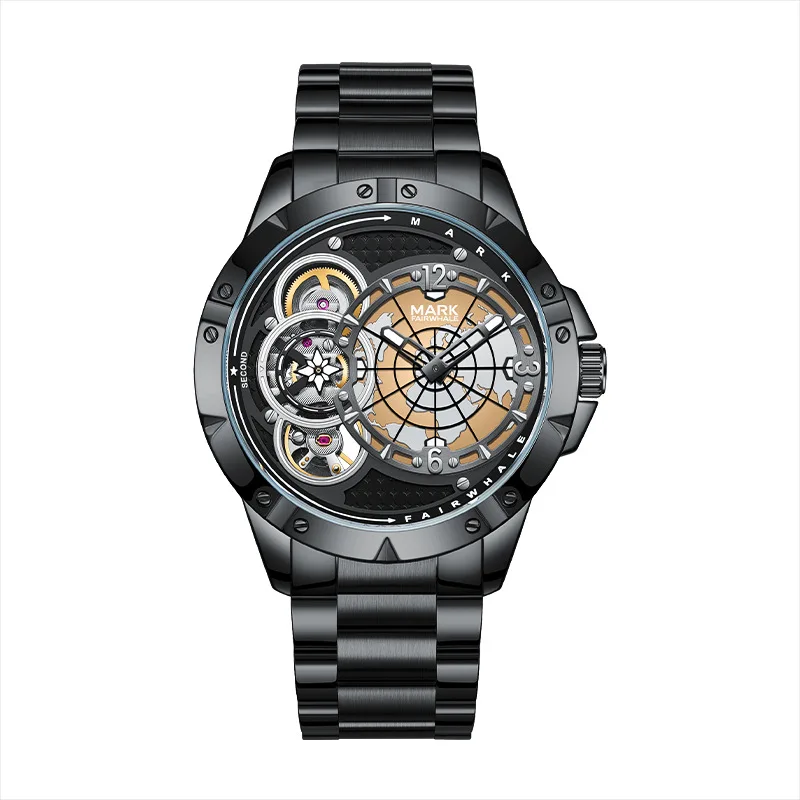 New Casual Business Automatic Mechanical Wristwatch Hollow out Transparent Bottom Design Elegant Timepiece