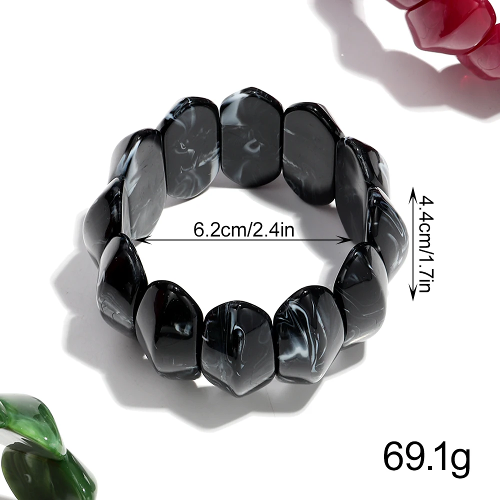Vintage Acrylic Stretched Big Wide Bracelets Bangles for Women Trendy Resin Geometric Large Marbled Cuff Bangle Fashion Jewelry