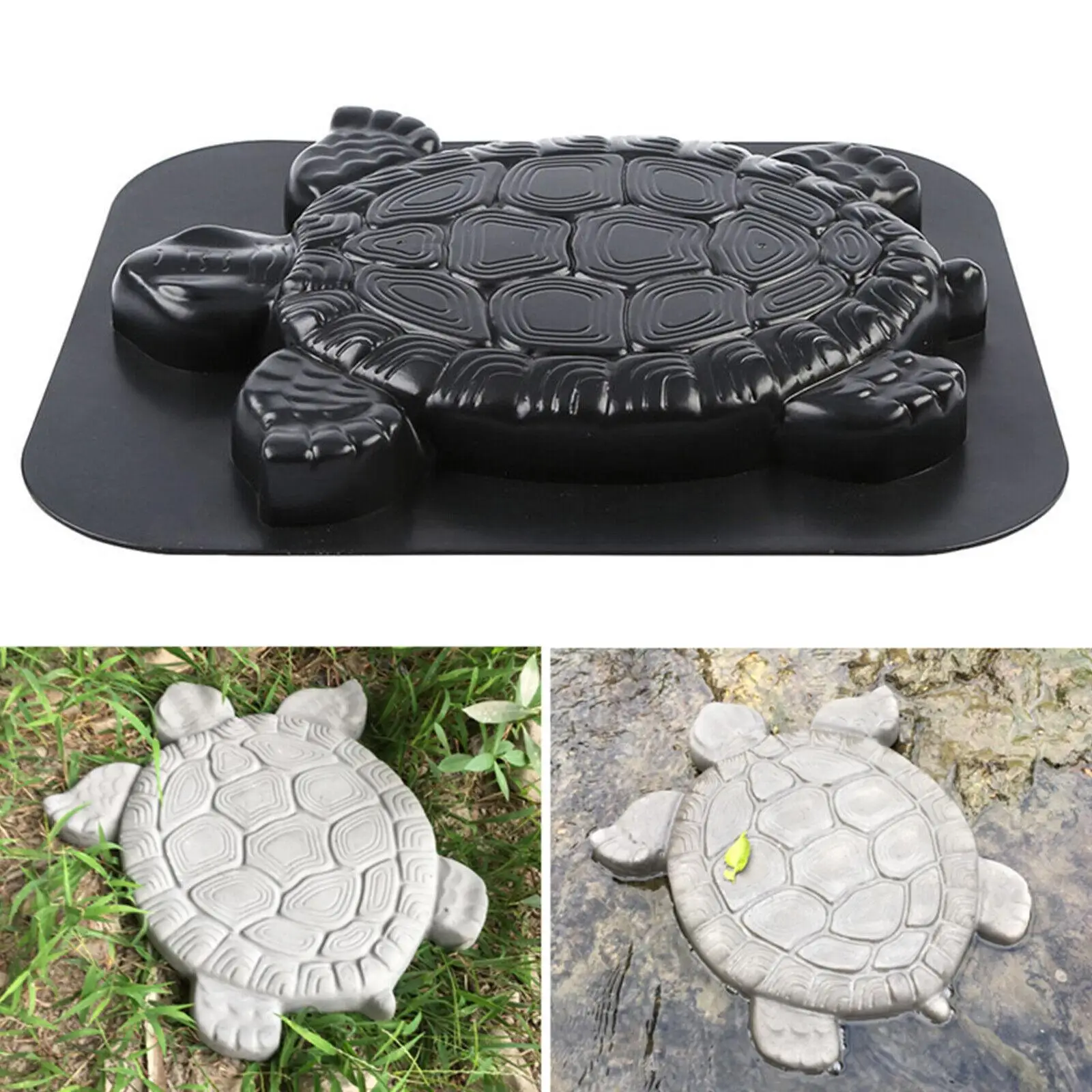 Black Turtle Shape Plastic Mold DIY ABS Stepping Stone Concrete Cement Mould Manual Reusable Garden Paving Stencil Decor