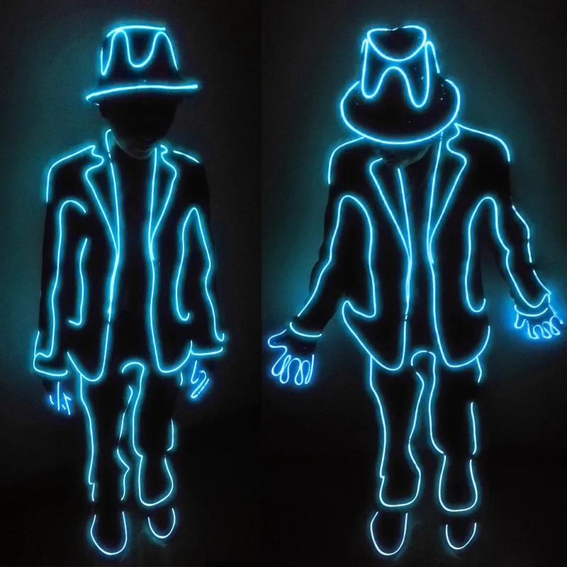 LED Robot Costume Carnival Stage Performance Party Rave Outfits Light Up Clothes Women Men Luminous Suit Coat Pants Glow in dark