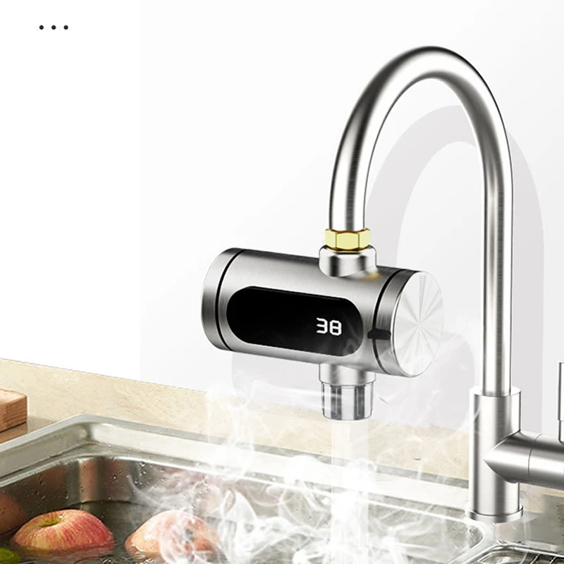 주방 스테인리스 스틸 전기 온수 수도꼭지, 순간 온수 난방 수도꼭지 온수기 냉수