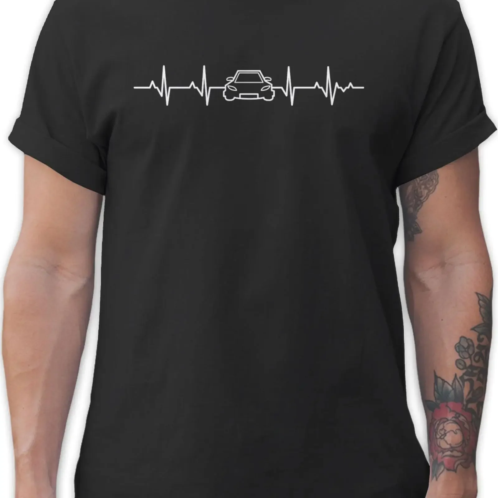 T Shirtracer Autos Heartbeat Auto Men's Shirt vintage Washed Soft fashion Versatile Top For Everyday Wear Casual Stretched