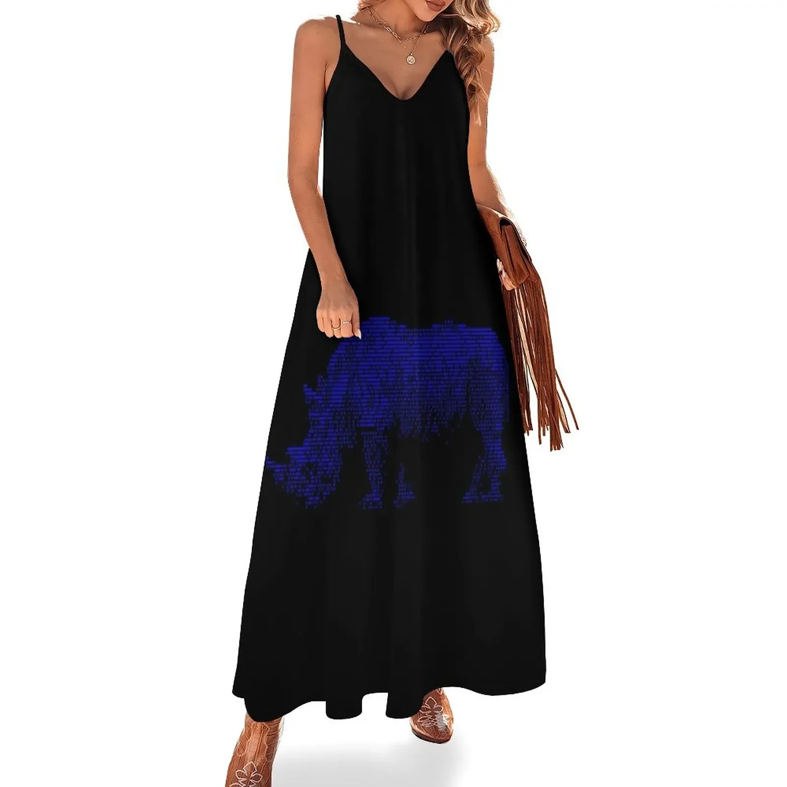 

Blue Pixel Rhino With Scanlines Sleeveless Dress prom dresses birthday dress for women luxury 2025 Woman dresses Dress