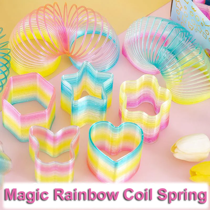 12 Pack Small Size Alien Rainbow Coil Spring Assortment Heart Star Butterfly Circle Shaped Coils Party Favor for Kids Adhd Toy