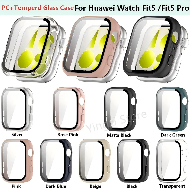 Glass Case for Huawei Watch Fit5 /5 Pro Screen Protector Bumper Frame for Huawei Watch Fit 4Pro Fit4 Cover Shell Accessories