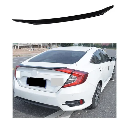 Real Carbon Fiber Black Rear Spoiler Wing For 16-21 Honda Civic Gen 10Th