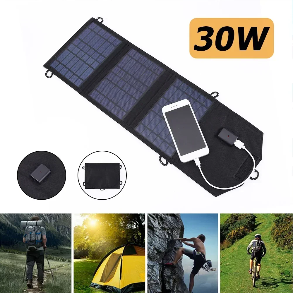 

Mono Foldable Solar Panel 30W 7V Flexible Portable Power Bank For Ourdoor Emergency Phone Battery Charger Dual USB Waterproof