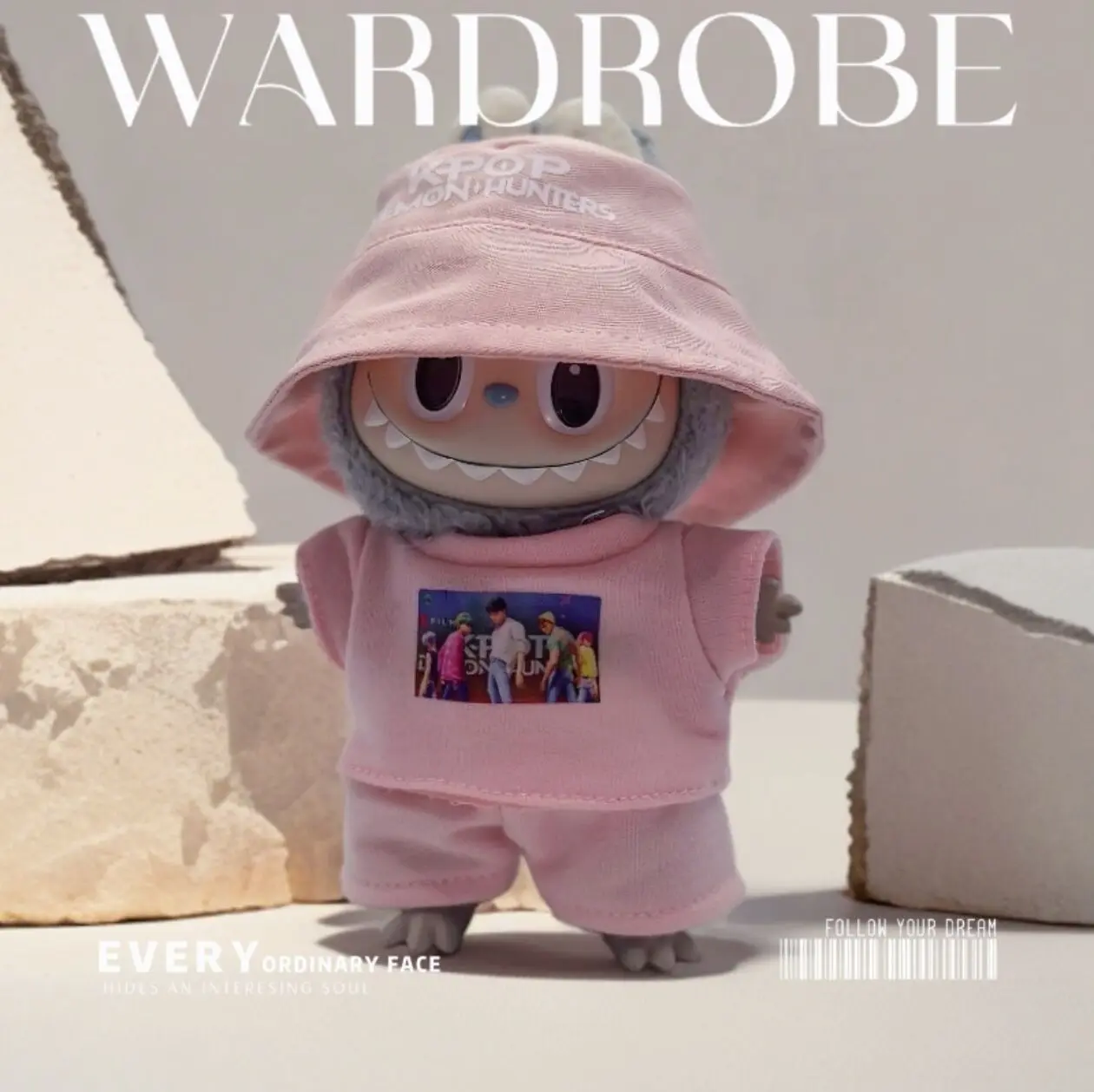 Clothes only] LABUBUBU 123 generation blind box LABU hunting women's fashion suit casual fisherman's hat shoes doll