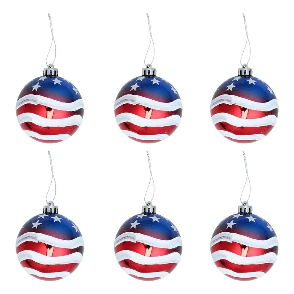 Red White Blue Patriotic Hanging Balls for 4th of July Party Decor USA Stars Flag Bauble Ornaments for Indoor Outdoor Home