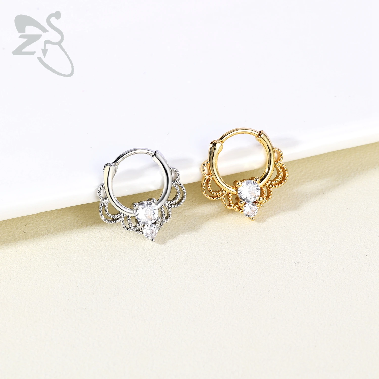 ZS 1 Stück süßer 16G Edelstahl Septum Ring Spinnennetz Herz Nasenloch Piercing CZ Kristall Ohr Helix Knorpel Ohrring Schmuck – Detail 2