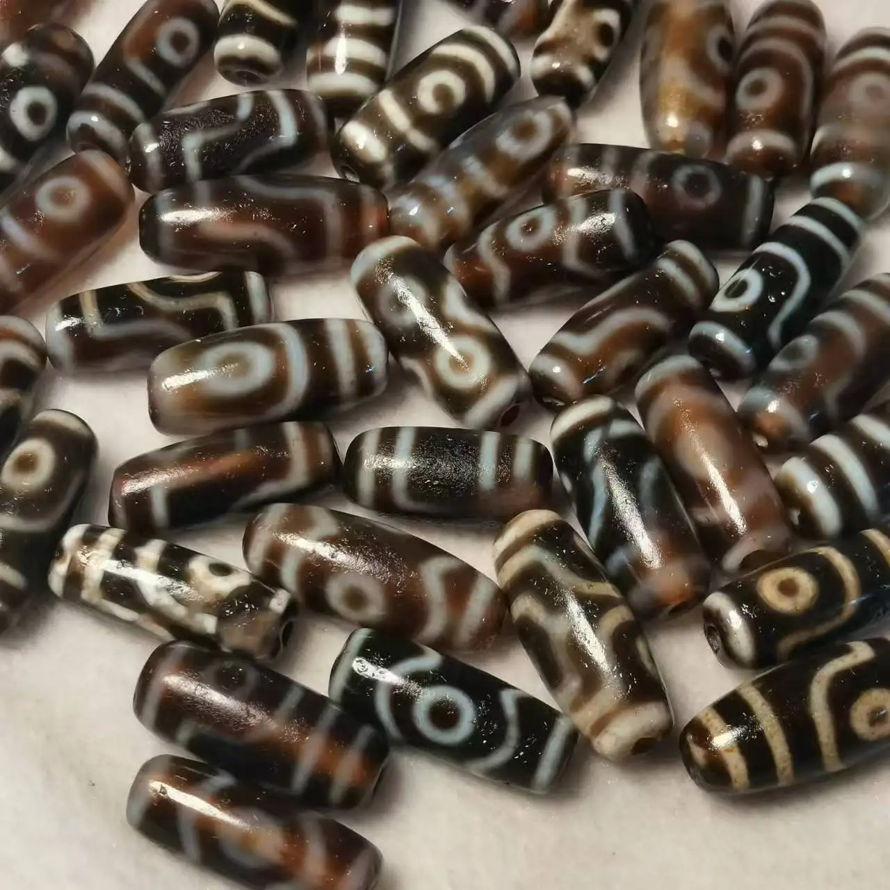 35pcs/lots Magic Natural Agate Stone Tibetan Dzi Beads 10mm*25mm Small Beads for Bracelet and Necklace making Free Shipping