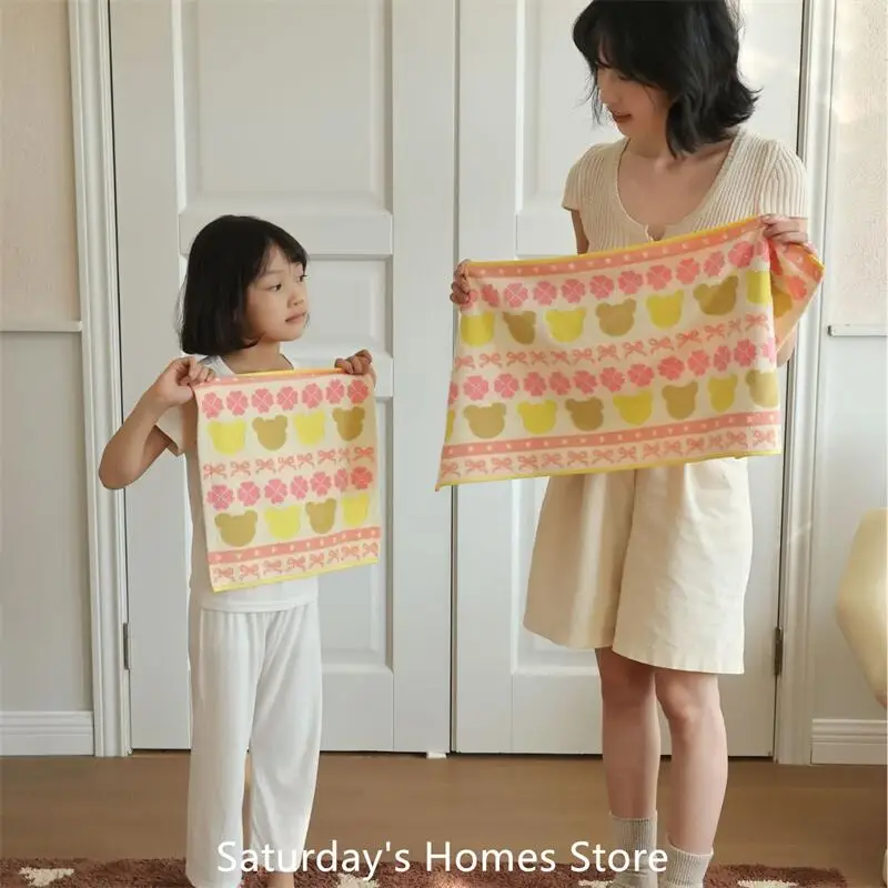 Cute Little Bear Series Combed Cotton Towel  Soft Face Towel for Kids Absorbent Bath Towel Comfortable Cotton Household Towel Be