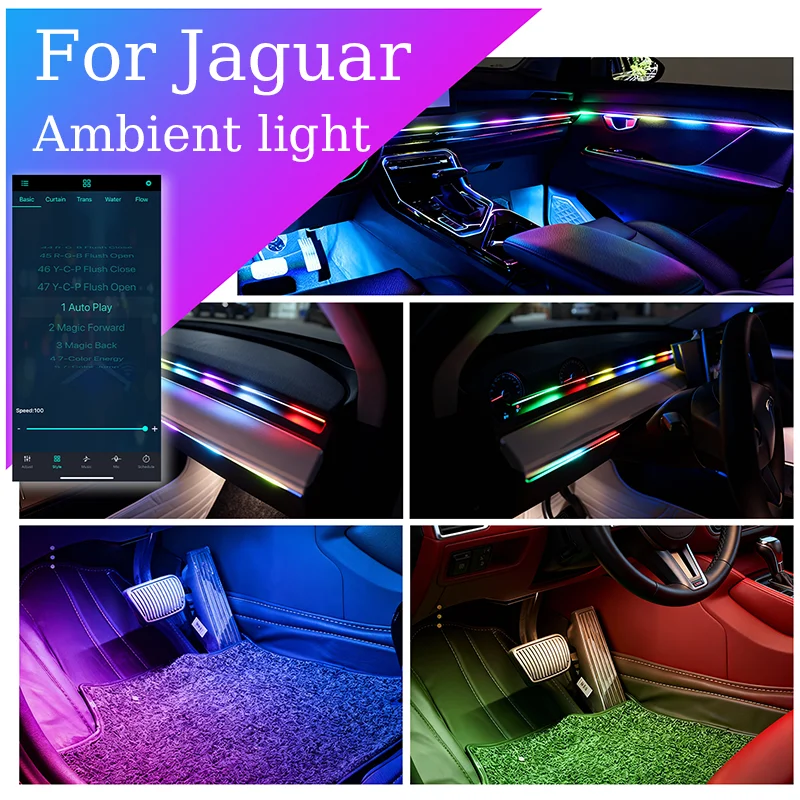 

Suitable for Jaguar XFL XEL F-PACE E-PACE XF F-TYPE I-PACE Car ambient light Colorful decorative lamp Remote control neon lights