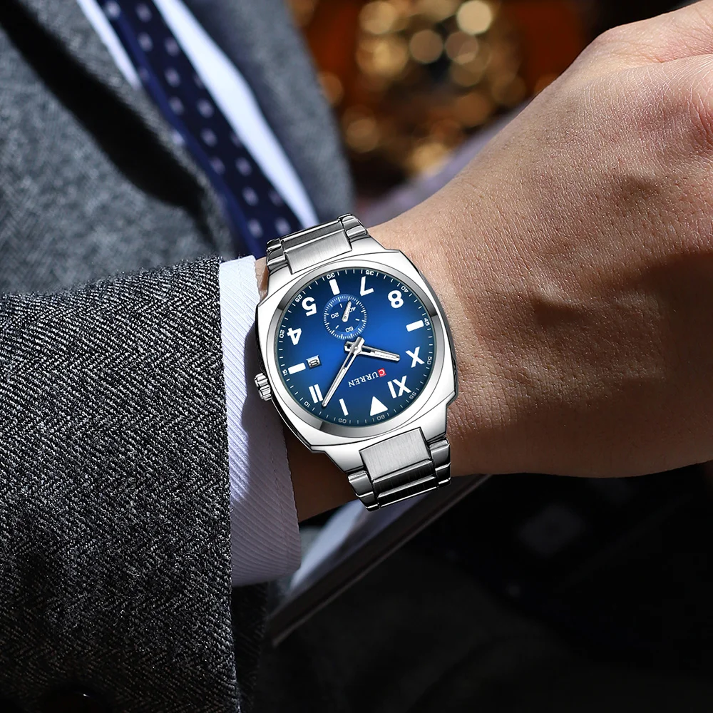 CURREN Fashion Brand Quartz Sport Watch for Men Waterproof Luminous Large Dial Business Wrist Watches Relogio Masculino