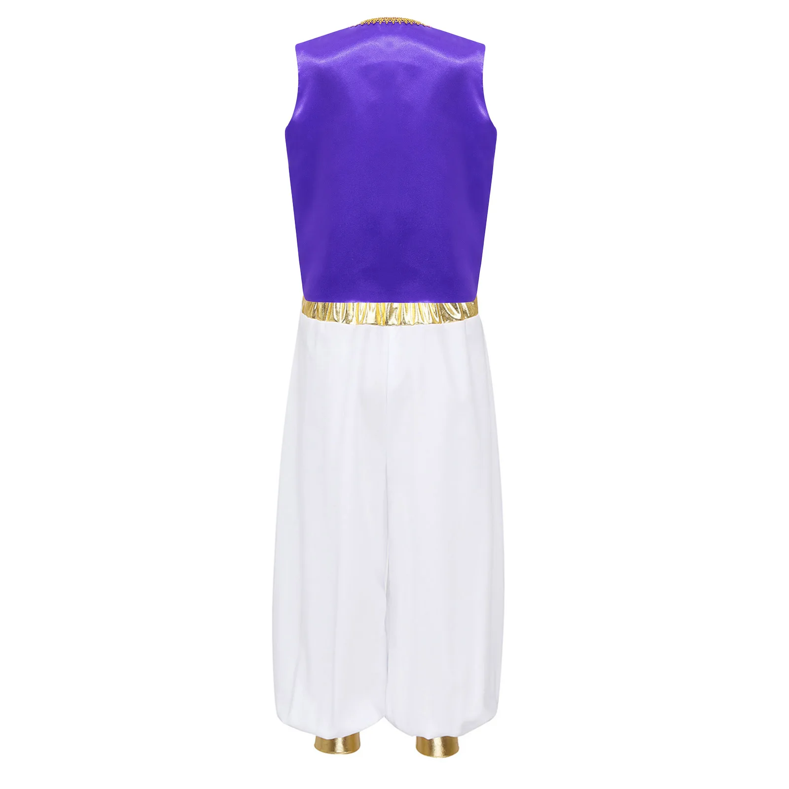 Aladin Halloween trajes infantis, mítico príncipe carnaval cosplay, roupa de festa, colete sem mangas com calças cintadas para meninos