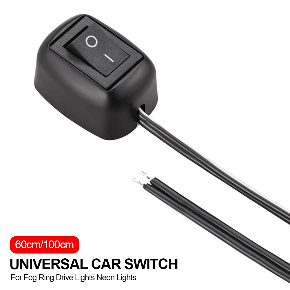 Universal Car Switch Paste Type Toggle Switch with Cable 60cm/100cm DC 12V for Fog Ring Drive Lights Neon Lights