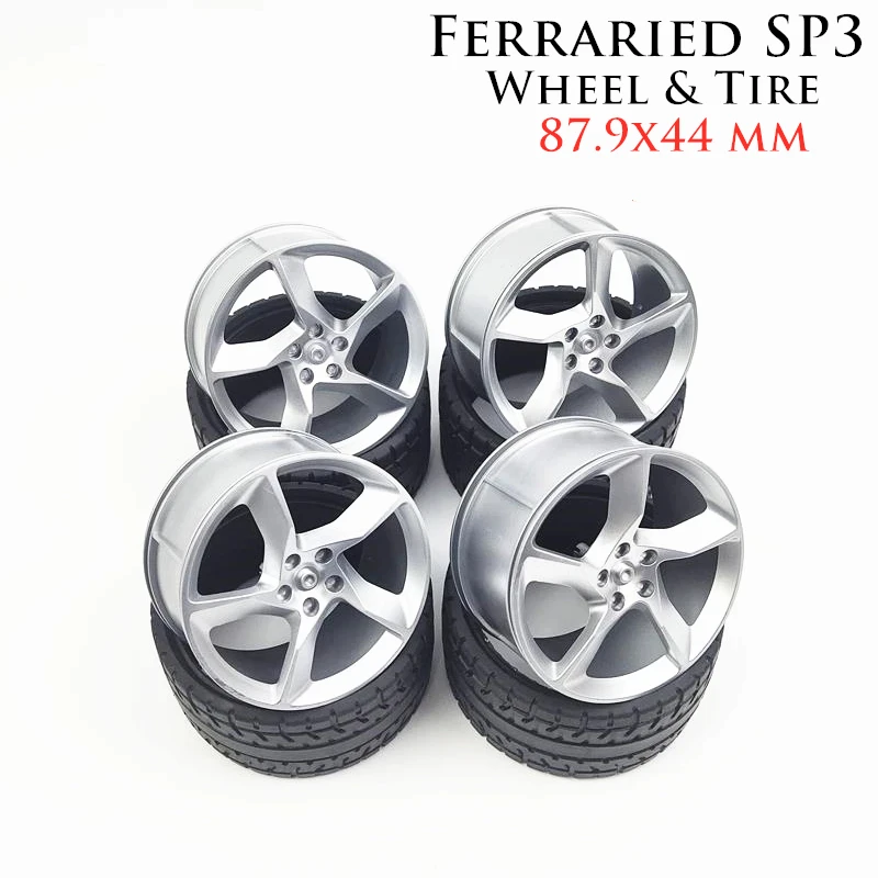 4Pcs/lot Compatible 42143 High-Tech Ferraried SP3 Tire Wheel Hub Supercar 80279 80280 Building Blocks DIY Bricks Parts Kid Toys