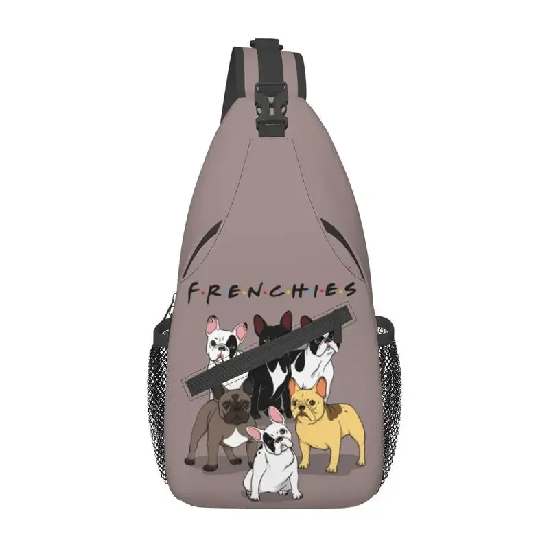 

Funny Frenchies French Bulldog Sling Chest Crossbody Bag Men Casual Dog Animal Shoulder Backpack for Camping Biking