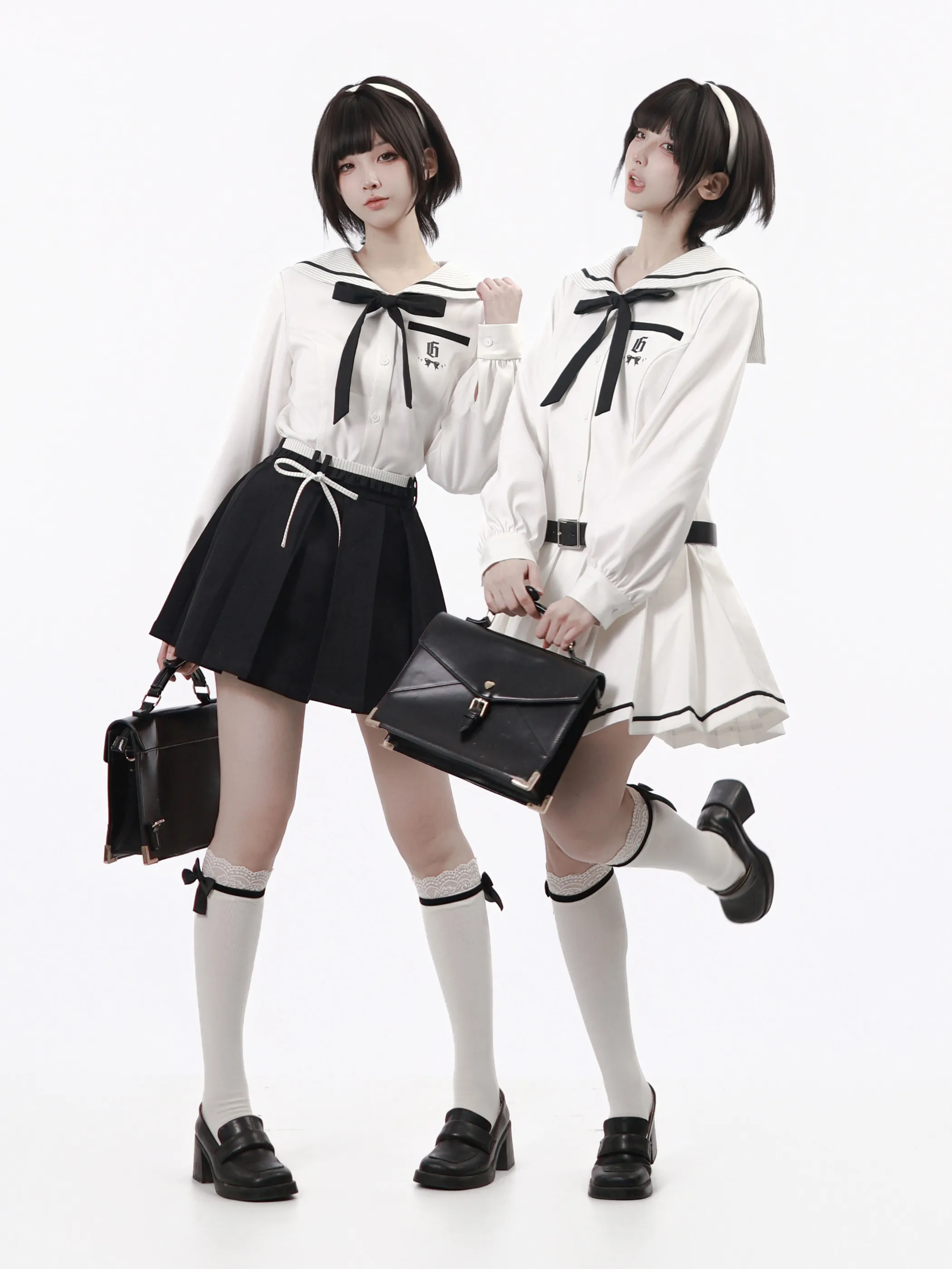

Black and White Contrast Color College-style Shirt Dress 2026 Spring Summer Slimming Schoolgirl Style Pleated Skirt
